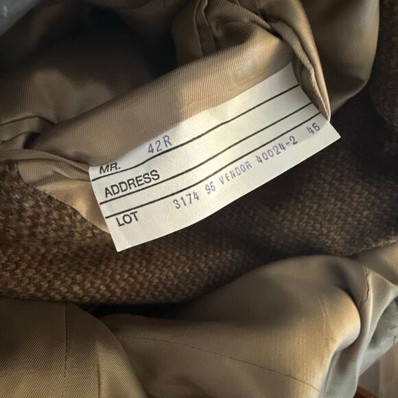 Vintage Stafford Tweed Blazer 42R – Wool Houndstooth Sport Coat with Suede Elbow - Picture 13 of 14